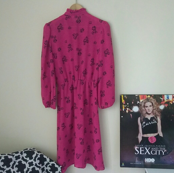 VTG Pink Black Off Center Floral Rose Princess - Picture 5 of 7